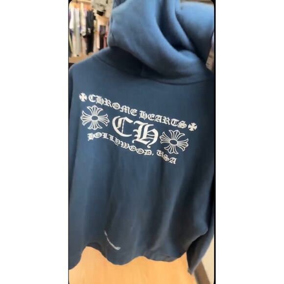 Men's Chrome Hearts Blue Embroidered Zip Front Hoodie Size XXL - Picture 4 of 14